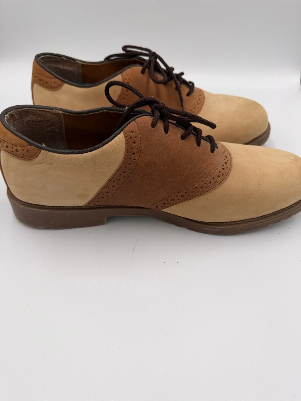 Nunn Bush Two-Tone Tan and Brown Men's Saddle Oxfords